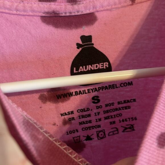 Launder Women’s Pink Tie Dye Drip Teddy Bear Graffiti Graphic Tshirt Size S - Picture 4 of 5